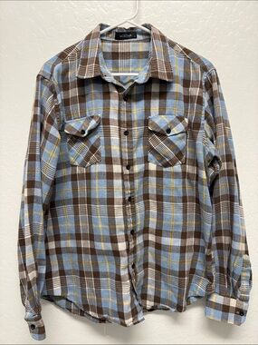 Women's Blue & Brown Plaid Button-Down Shirt